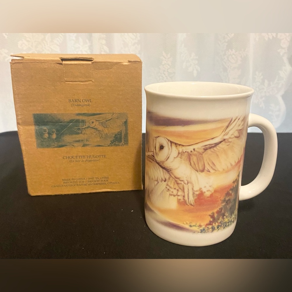 NIB “Barn Owl” Endangered Species Mug; Canadian Geographic; Collectible; NEW